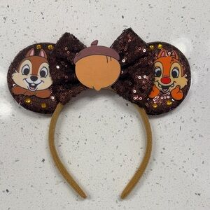 Brown Sequin Chip 'n' Dale Acorn Ears Headband